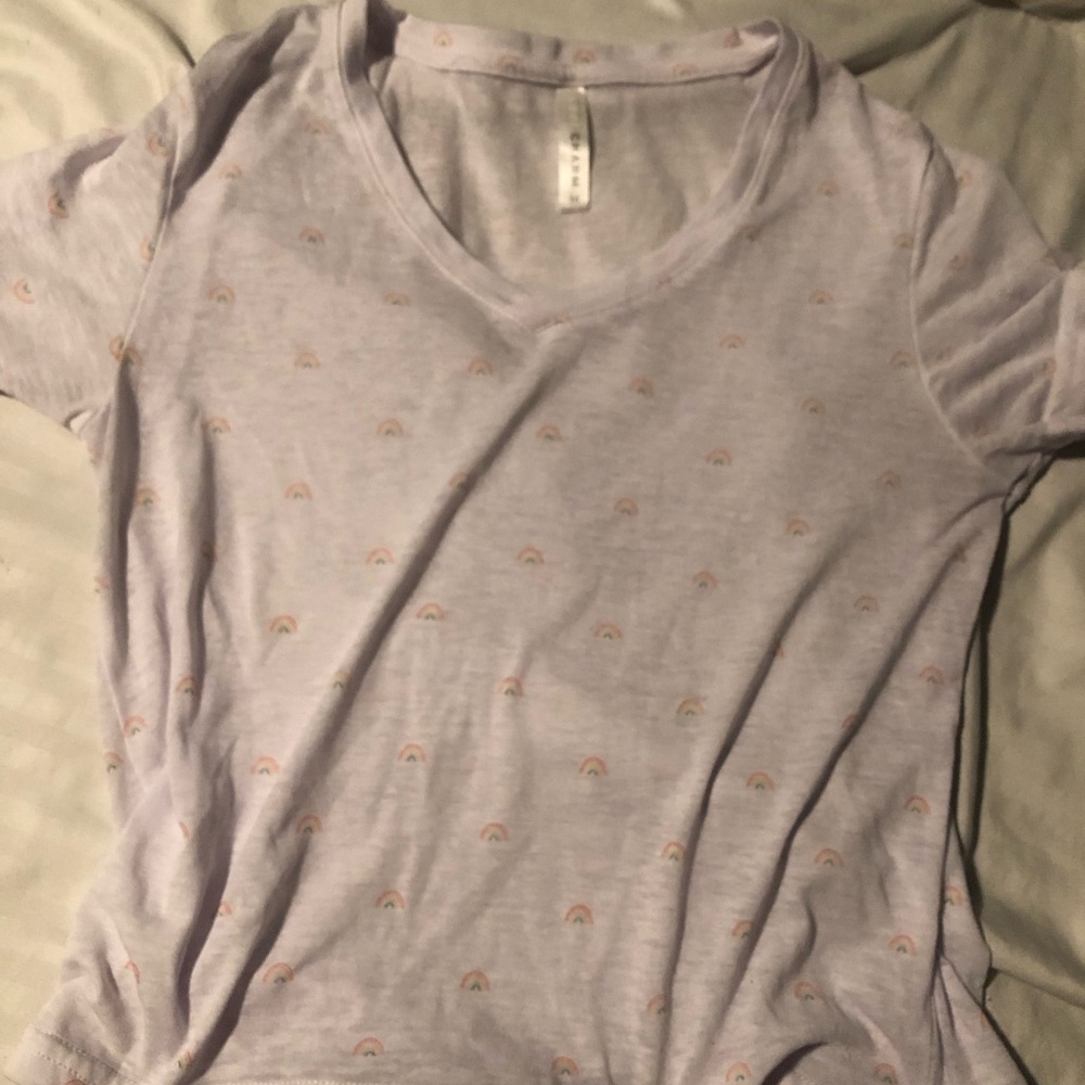 Rainbow printed white tee